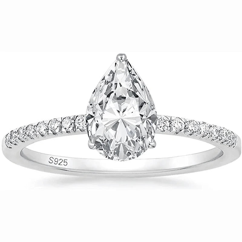 Pear Cut 2CT 925 Silver Ring