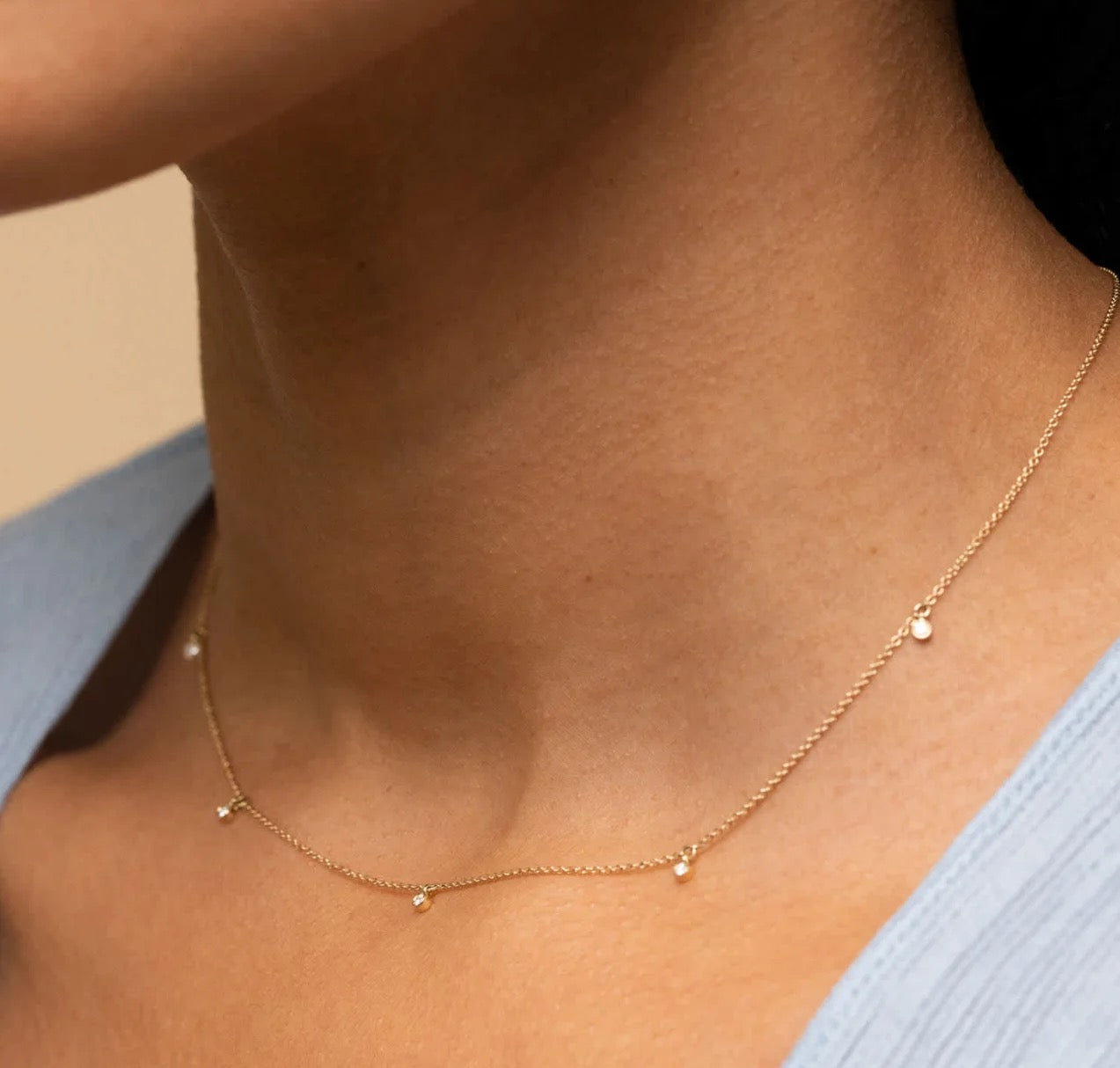 Crystal Droplet 18k Gold Necklace