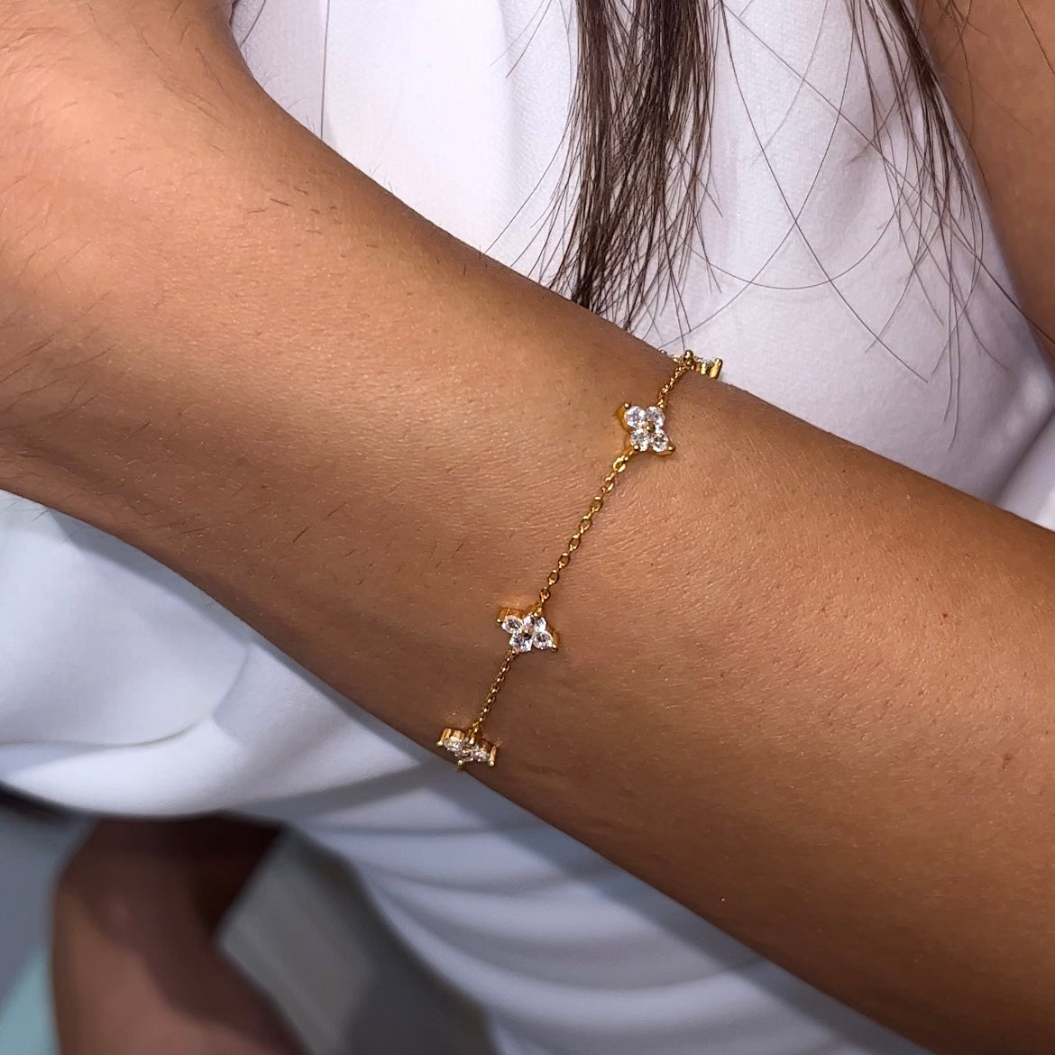 Dainty Flower 925 Silver Bracelet