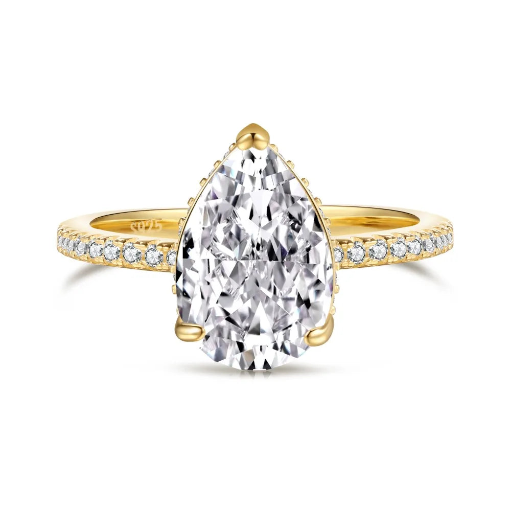 Raya 3ct Pear Cut Gold Vermeil Ring