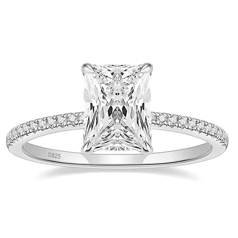 Radiant Cut 3CT 925 Silver Ring