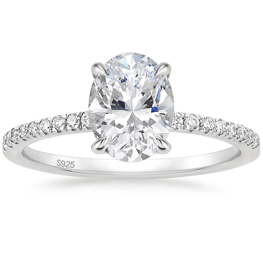Oval Cut 3CT 925 Silver Ring