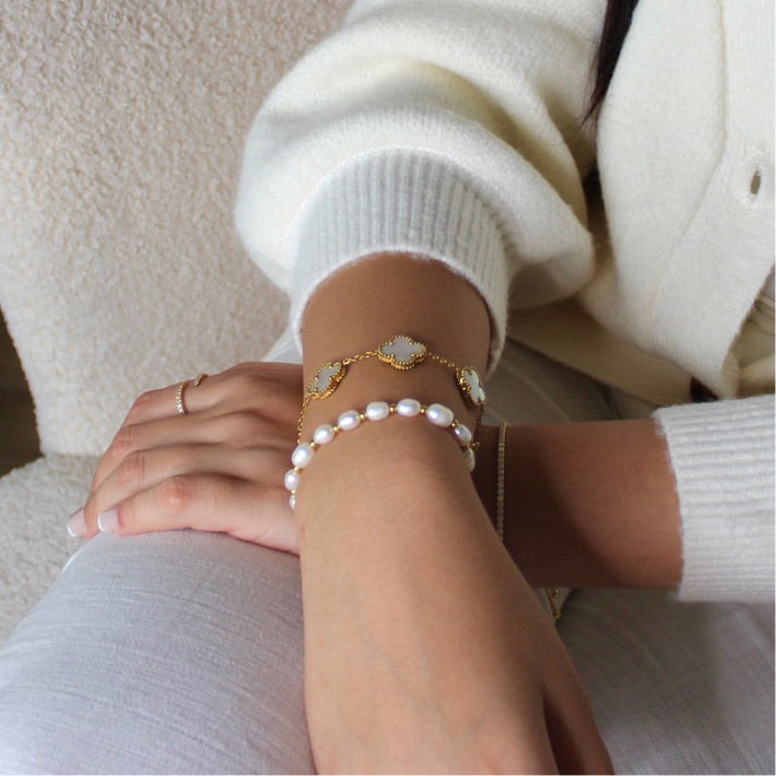 Pearl 18k Gold Adjustable Bracelet