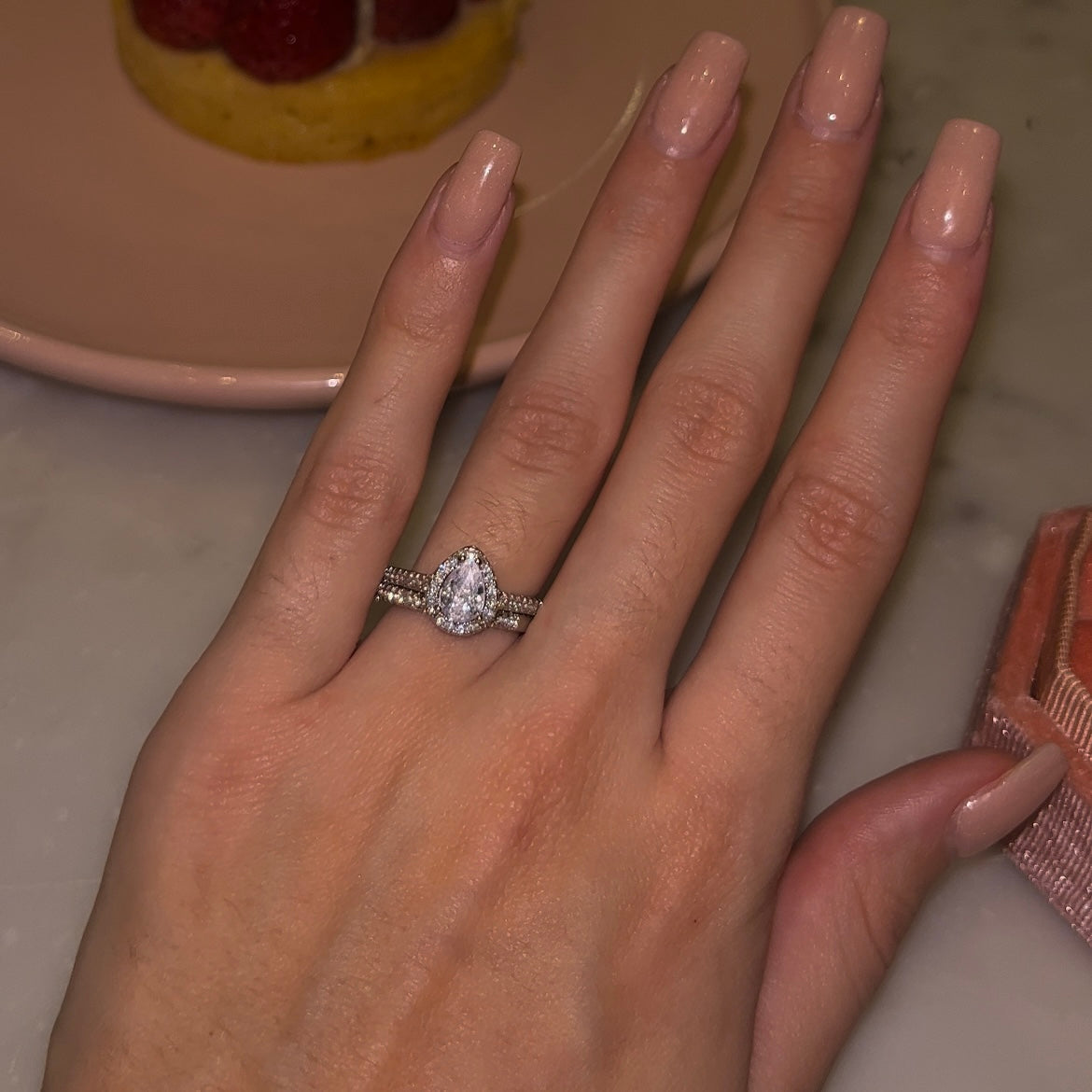 Pear Halo 925 Silver Ring - Muna Jewelz Ring
