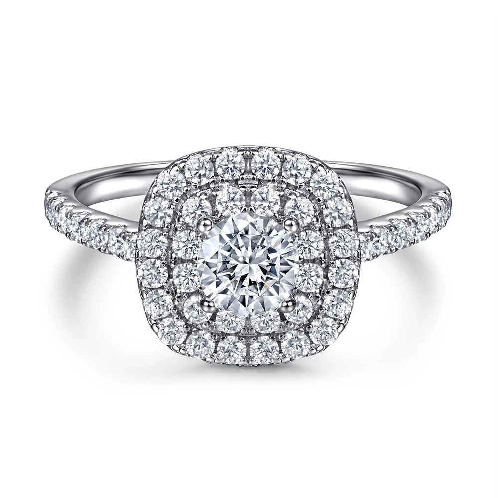 Square Halo 925 Silver Ring